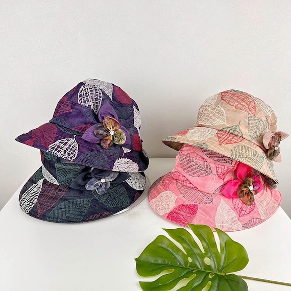 Floral Print Cotton Linen Bucket Hat: Women