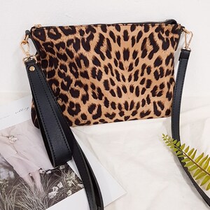 905. Leopard Print Real Leather Bucket Bag with Crossbody Strap main image 0