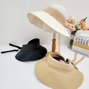 Raffia Strandhut mit breiter Krempe: UV Schutz Sommer Sonnenhut