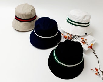 Striped Cotton Bucket Hat: Foldable Spring Summer Sun Hat