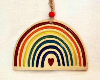 Handmade Stoneware Ceramic Rainbow Hanging