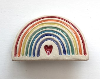 Handmade Stoneware Ceramic Rainbow Brooch