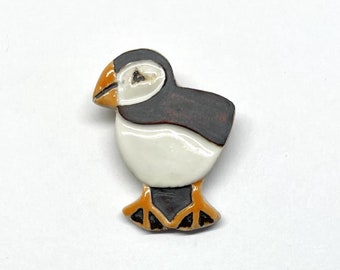 Handmade Craft Stoneware Puffin Brooch