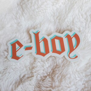 3" x 3" - Etiqueta engomada E-Boy (etiqueta engomada de vinilo cortado en troquel)