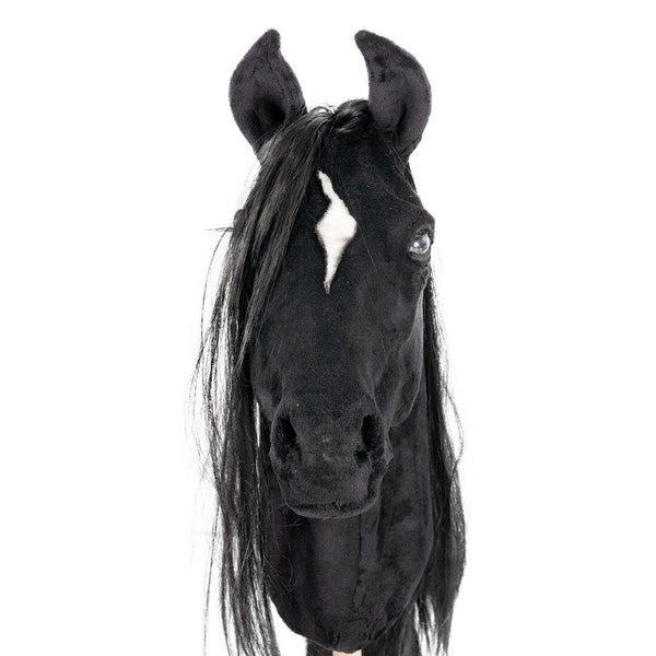 Cheval de loisir réaliste, cheval de loisir réaliste noir, cheval de loisir, steckenpferd realistik, vrai cheval de loisir, steckenpferd, cheval sur un bâton
