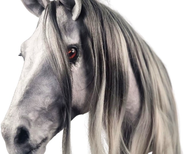 Realistic hobby horse, grey realistic hobby horse, hobby horse, steckenpferd realistik, real hobby horse, steckenpferd