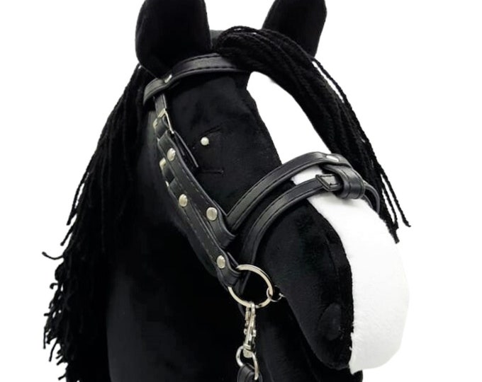 English bridle for hobby horse, bridle hobby horse, bridle, bridle for hobby horse, accessories hobby horse, black bridle for hobby horse