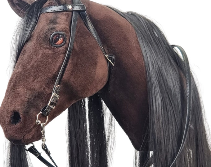 Hobby Horse realistic, dark cheastnut/Black/, realistic hobbyhorse. hight level hobby horse, premium hobby horse