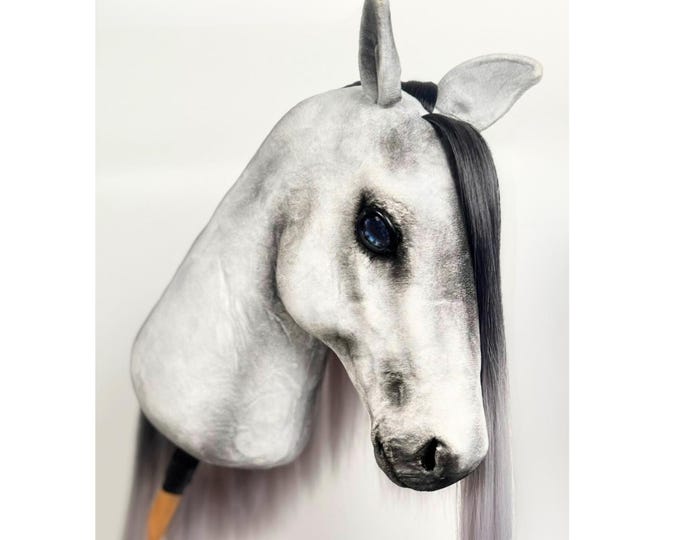 Realistic Dressage Hobby Horse, Handmade Stick Horse, Equestrian Toy for Kids & Teens, Custom Horse Gift, Rideable Hobbyhorse, A3 size