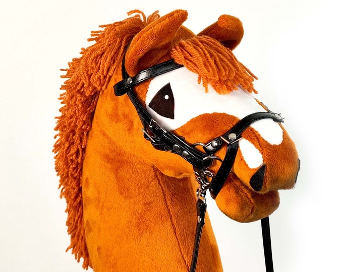 Hobby horse chestnut, red hobby horse, hobby horse with bridle, horse  fjord, horse on a stick, hobbyhorse, fiord, realistic hobby horse
