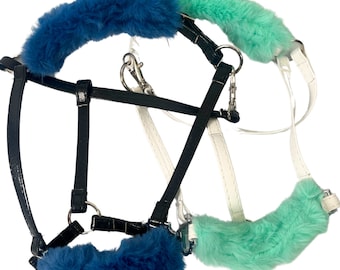 Halter with fur  for realistic hobby horse, color halter for realistic, realistic halter, halter hobbyhorse, bridle hobby horse, fur halter