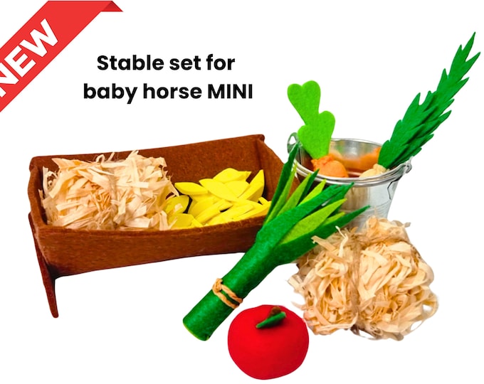 Stable set for horse, stable for hobbyhorse, snacks, baby horse mini, baby horse, hobby horse, horse stick