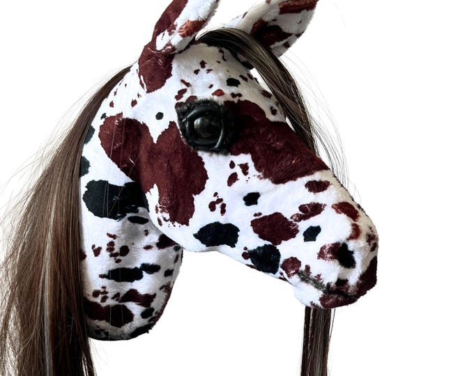 Realistic White Hobby Horse, Handmade Stick Horse, Gift for Kids