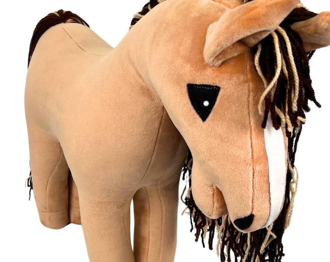 Baby horse, hobby horse, plush horse, child horse, bay horse, horse, gift for child, small horse for play, child, baby, pony horse