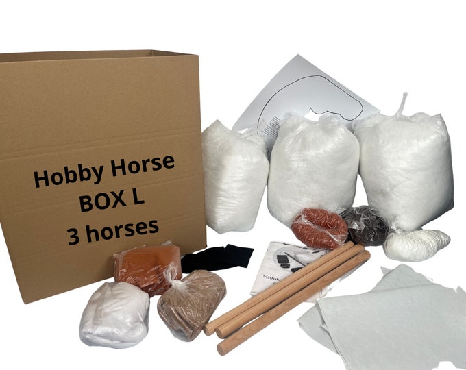 Hobby horse box, DIY hobby horse kit, make Your own hobby horse, horse on stick diy, box L for 3 hobby horses, hobby horse, size A4, size A3