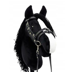 Hobby horse, black hobby horse A3 size, hobby horse with bridle, steckenpferd, horse on a stick, black horse, realistic hobby horse