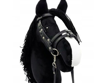 Hobby horse, black hobby horse A3 size, hobby horse with bridle, steckenpferd, horse on a stick, black horse, realistic hobby horse