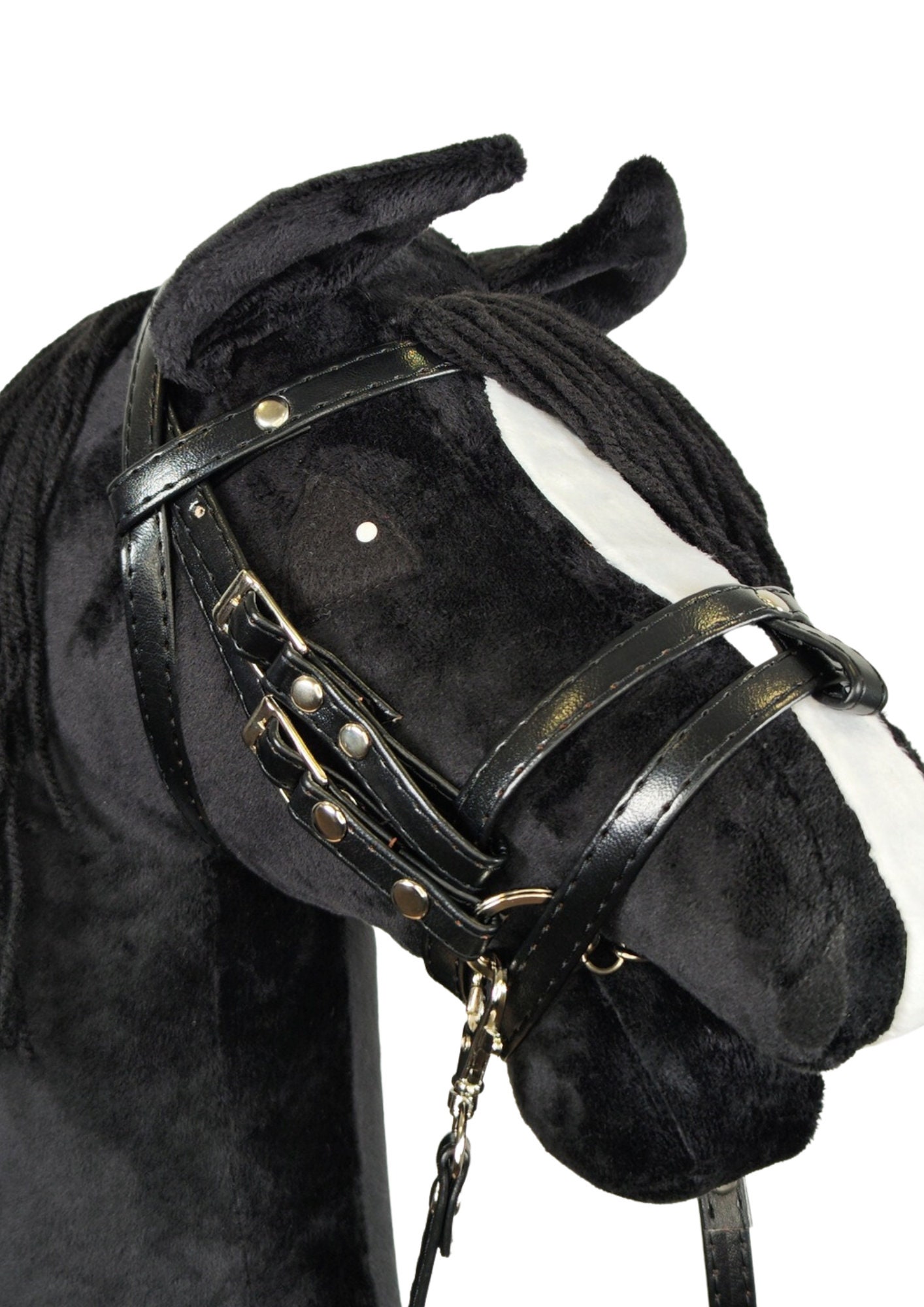 Jouet à cheval bâton - Grand cheval baton Noir Hobby Horse avec licol et  rênes incluses - A3 - Cdiscount