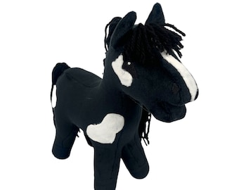Black Plush Mini Hobby Horse, Gift for Child