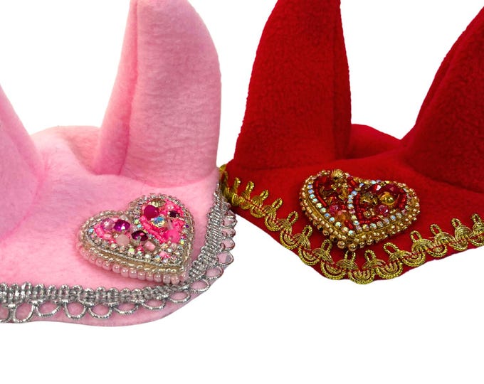 Valentine's earmuffs with jewelry for hobby horse, ear bones hobby horse, hobby horse, horse, hobby horse gift, gift for horselover