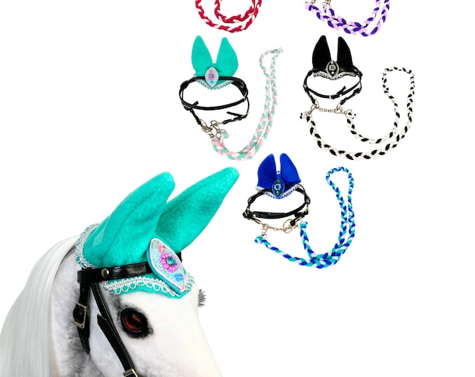 Set realistic hobby horse 2, earmuffs hobby horse, bridle hobby horse, lead hobby horse, accessories set hobby horse, premium hobby horse