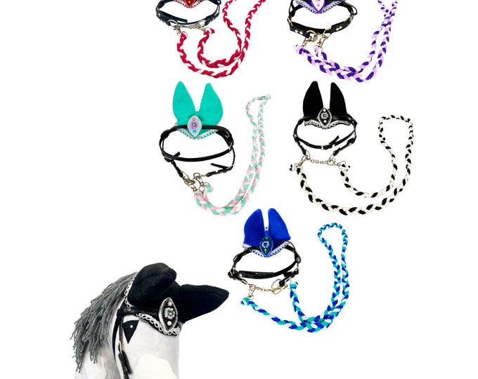 set hobby horse 2, earmuffs hobby horse, bridle hobby horse, lead hobby horse, accessories set hobby horse, premium hobby horse