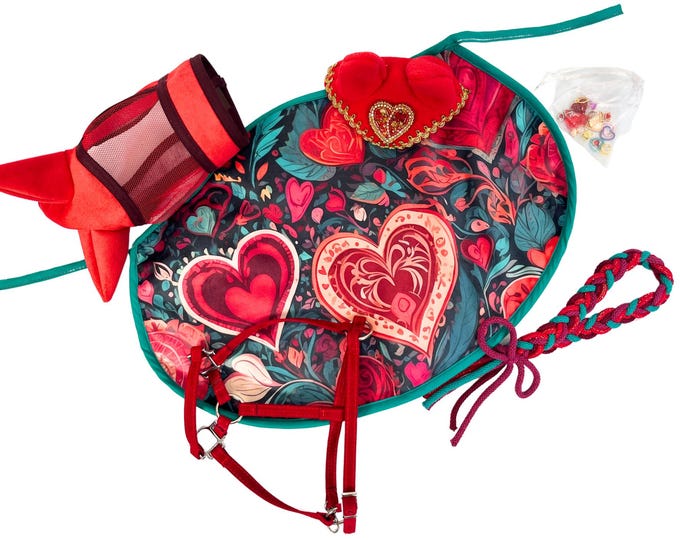Valentine's set red for hobby horse, LOVE - accessory set, accesories for hobby horse, hobby horse set, steckanpferd, hobby horse gift