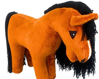 Baby horse, hobby horse, plush horse, child horse, chestnut horse, horse, gift for child, small horse for play, child, baby, pony horse