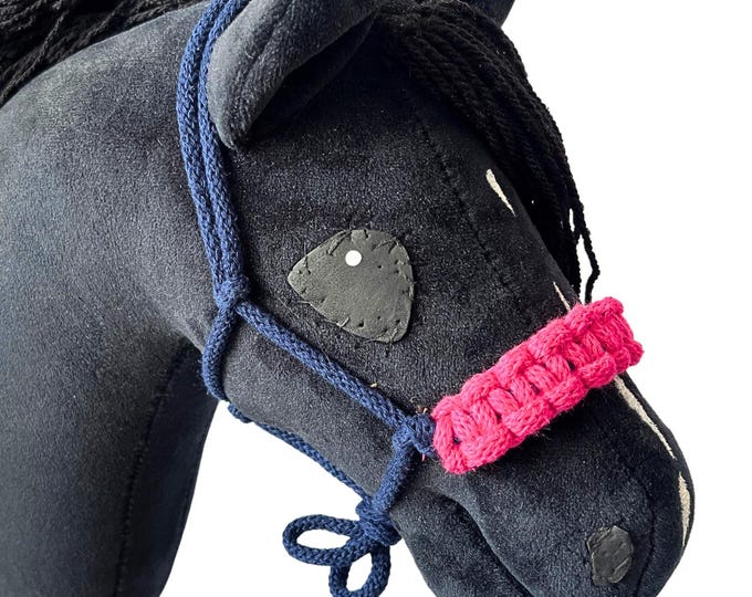 Hand-stitched Minky Fleece Hobby Horse Toy, Realistic Mane, Wooden Stick, Horse, Hobby horse