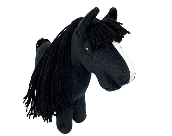 Baby horse mini, hobby horse, plush horse, child horse, black horse, horse, gift for child, small horse for play, child, baby