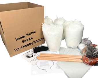 Hobby horse box, DIY hobby horse kit, make Your own hobby horse, horse on stick diy, box XL for 4 hobby horses, hobby horse, size A4,size A3