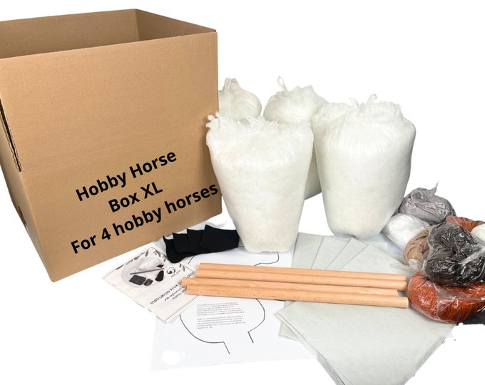 Hobby horse box, DIY hobby horse kit, make Your own hobby horse, horse on stick diy, box XL for 4 hobby horses, hobby horse, size A4,size A3
