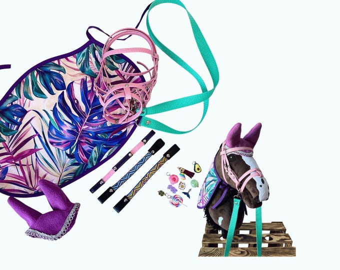 Hobby Horse Accessories Set 6 elements: Rug, earmuffs, bridle, reins, charms, brow bands