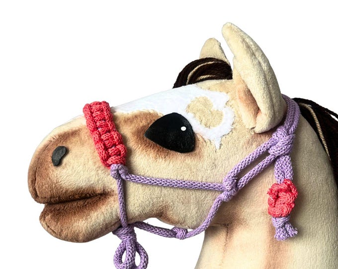 Hand-stitched Minky Fleece Hobby Horse Toy, Realistic Mane, Wooden Stick