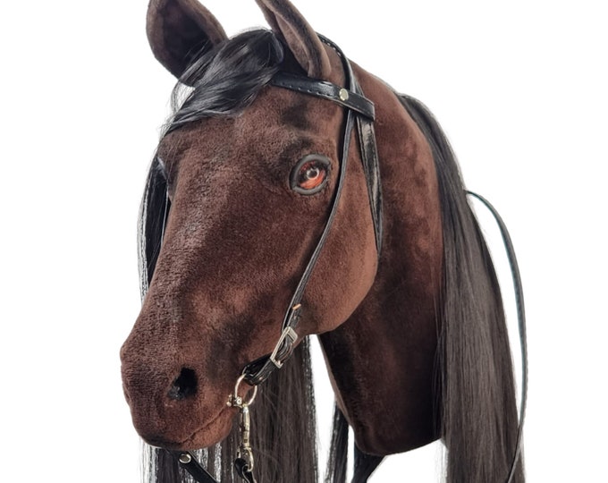 Hobby Horse realistic, dark cheastnut/Black/, realistic hobbyhorse. hight level hobby horse, premium hobby horse