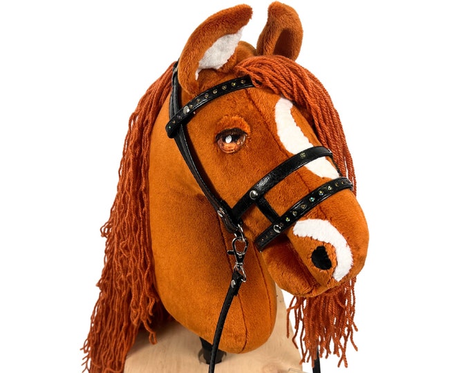 Hobby horse premium, hobby horse, hobby horse with bridle, steckenpferd, horse on a stick, hobbyhorse, realistic hobby horse, ginger