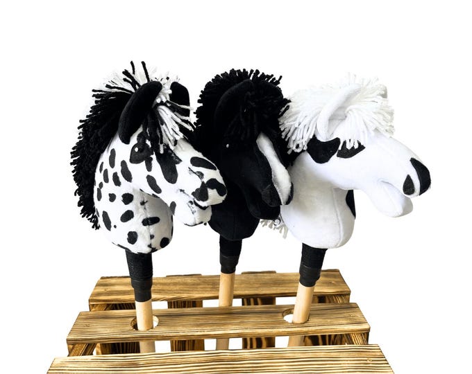 Small hobby horse A6 size, Minky Fleece Hobby Horse, Custom Stick Length, Pretend Play