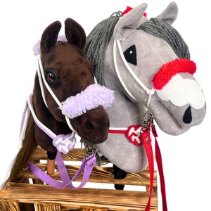 Set voor hobbypaard, nieuwsbrief hobbypaard, realistisch hobbypaard, accessoires voor hobbypaard, halster, lood, cordeo, cadeau voor paardenliefhebber afbeelding 2