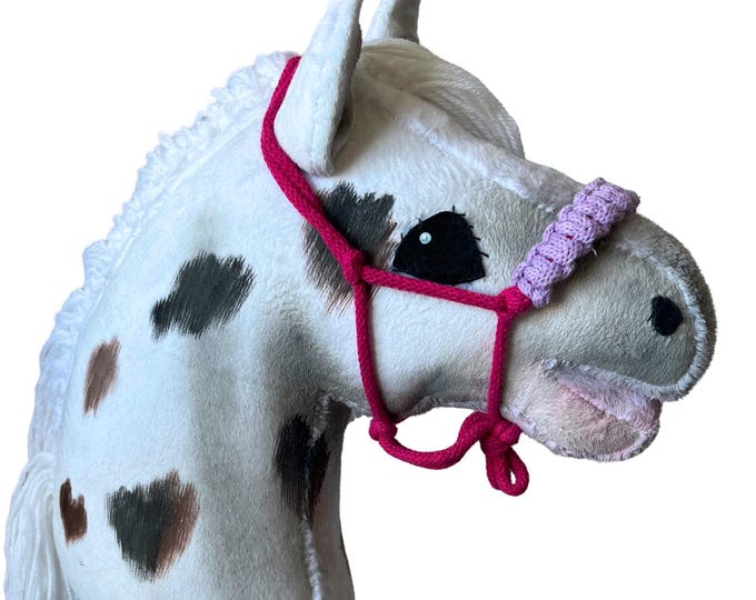 Hand-stitched Minky Fleece Hobby Horse Toy, Realistic Mane, Wooden Stick, Horse, Hobby horse