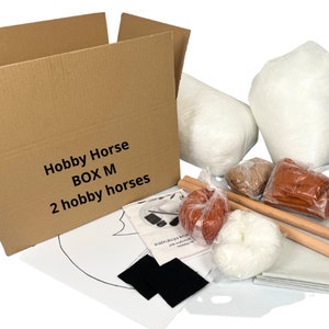 Hobby horse box, DIY hobby horse kit, make Your own hobby horse, horse on stick diy, box M for 2 hobby horses, hobby horse, size A4, size A3