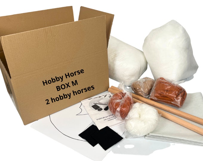 Hobby horse box, DIY hobby horse kit, make Your own hobby horse, horse on stick diy, box M for 2 hobby horses, hobby horse, size A4, size A3
