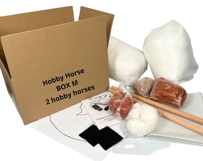 Hobby horse box, DIY hobby horse kit, make Your own hobby horse, horse on stick diy, box M for 2 hobby horses, hobby horse, size A4, size A3