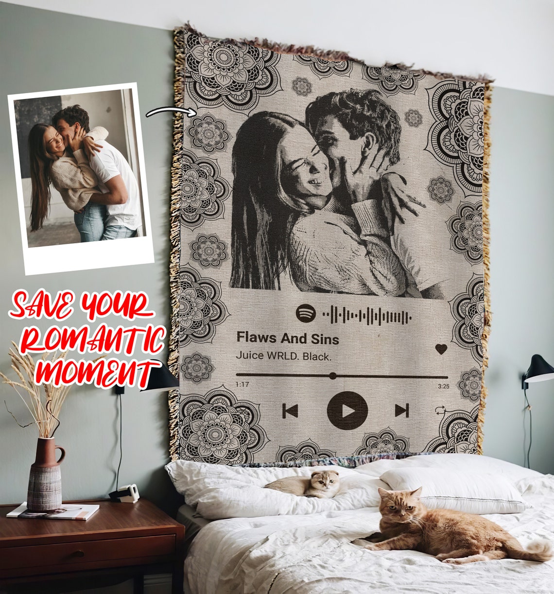 Spotify scan blanket unique blanket song cover custom Etsy