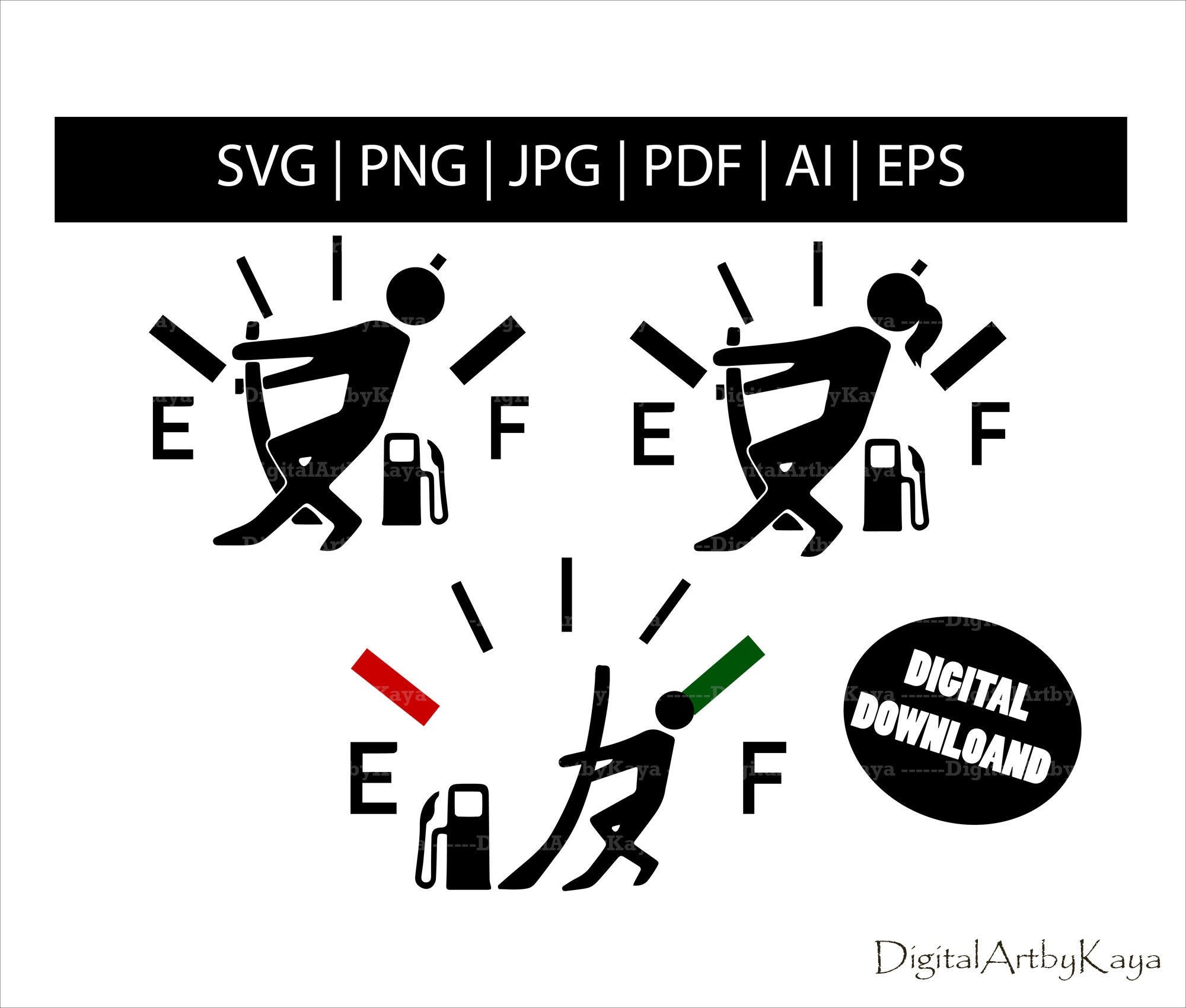 Gas Gauge Svg Man Empty Gas Svg Girl empty Gas Svg Funny Etsy