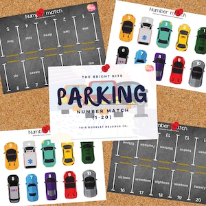 Parking Number Match A4 Printable Busy Booklet  | Number Matching 1-20 | Counting | Car Math | Homeschool | Preschool |Pre-K