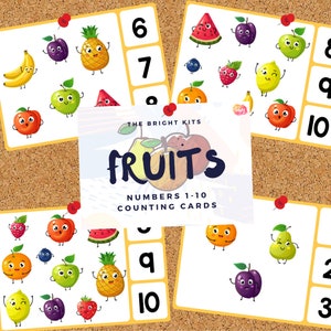 Fruits Printable Counting Cards Set (1-10) |  Peg-it Cards | Early Numeracy | Homeschool | Preschool |Pre-K