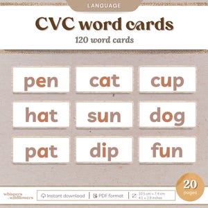 CVC Word Cards | Montessori | Reggio | Pre-K | Homeschool | Language and Literacy | Printable Early Reading Phonics