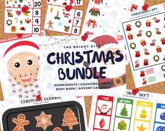 Christmas Printable Bundle | Worksheets | Busy Book | Counting Cards | Advent Calendar | Seasonal School Activities | Winter Season