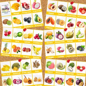 Fruits Printable Picture-Word Cards Set (48 cards) | Food Flashcards | Educational Flashcards Set | Homeschool | Preschool |Pre-K