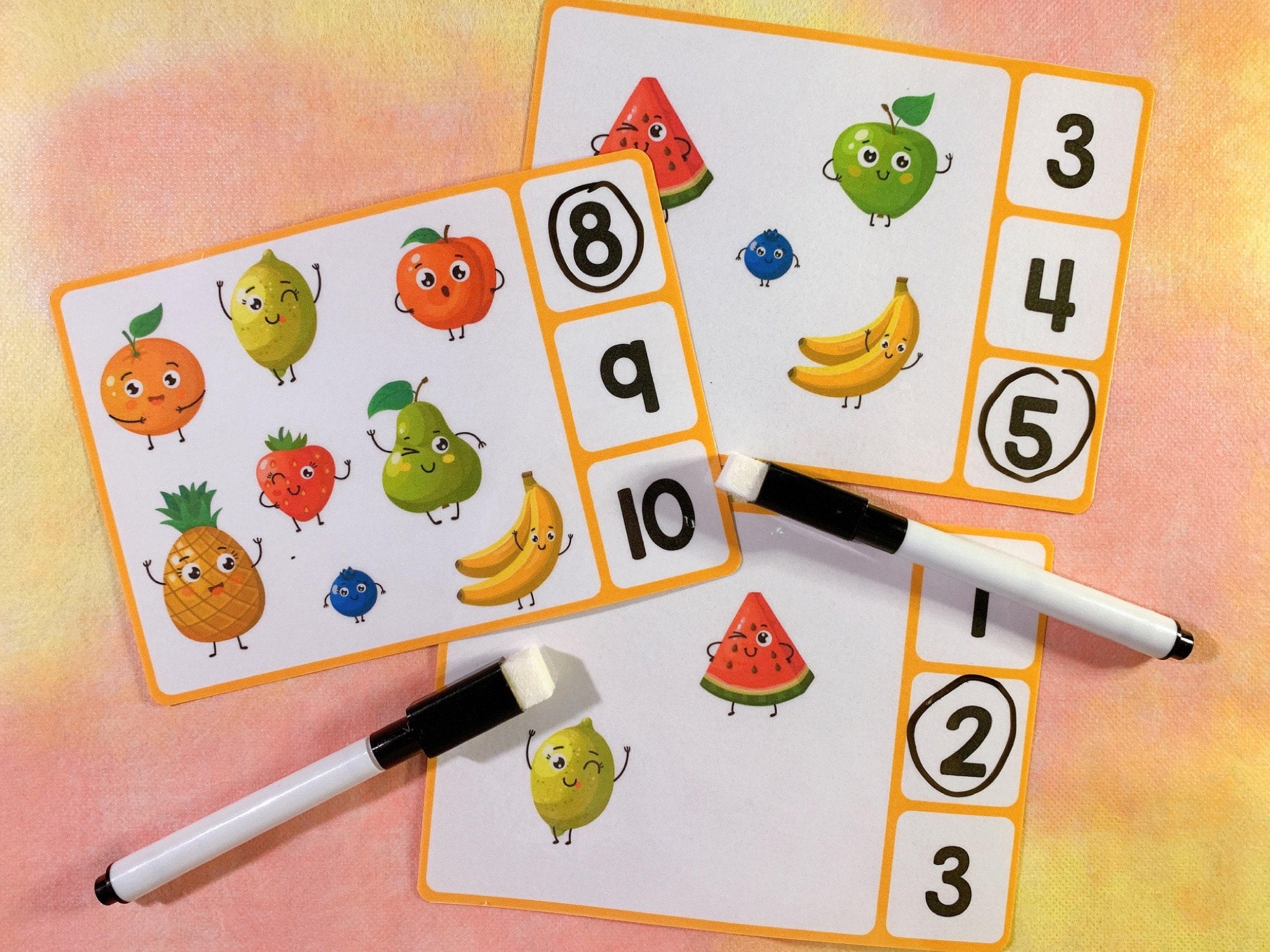 Juego de tarjetas de conteo imprimibles de frutas 1-10 / - Etsy México